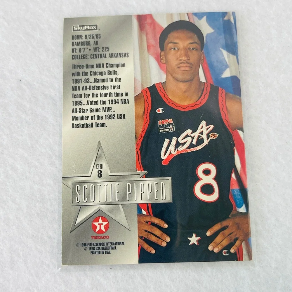 1996 SkyBox USA Basketball Scottie Pippen #8 Texaco Promo Card Chicago Bulls